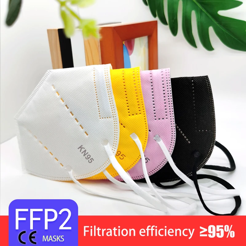 Vue détaillée du masque FFP2 avec élastiques et barrette nasale, modèle jetable.
