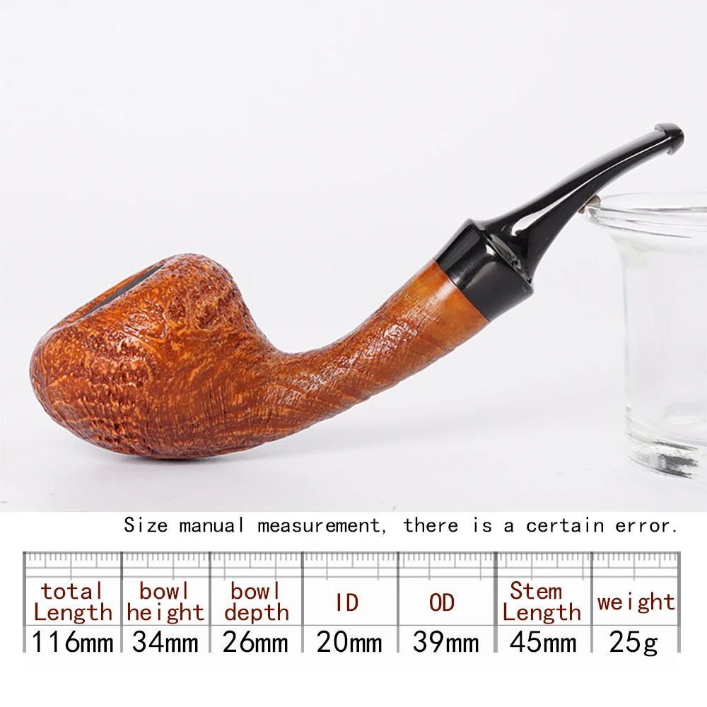 MUXIANG 수제 Briar 나무 담배 파이프, 클래식 Blowfish 파이프, 가황 고무 파이프 입 아버지의 날 선물 3mm 파이프 채널