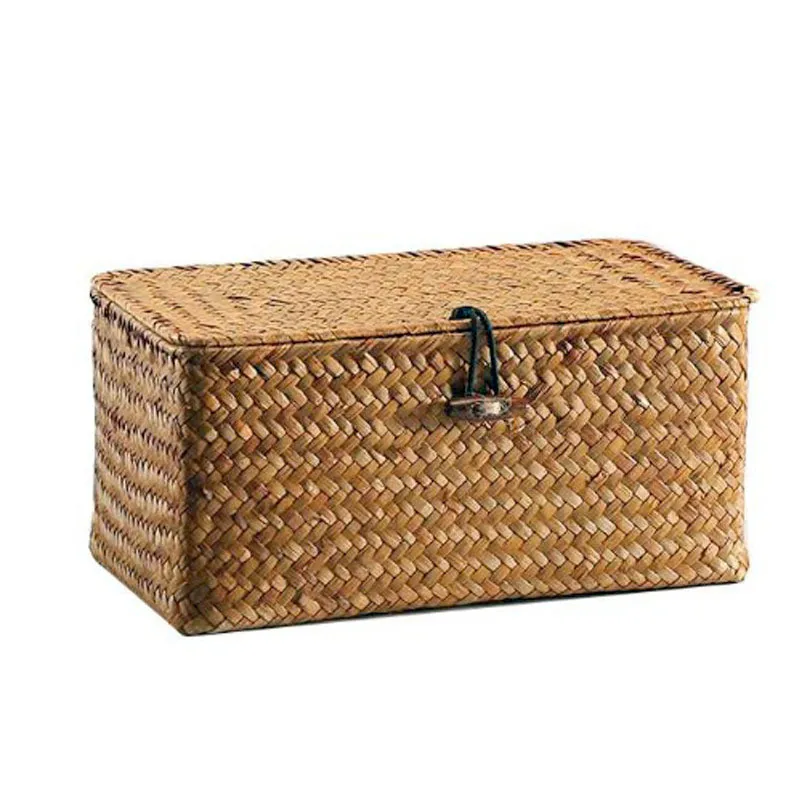 Wicker Storage Basket Woven Rattan Storage Laundry Basket With Lid 2