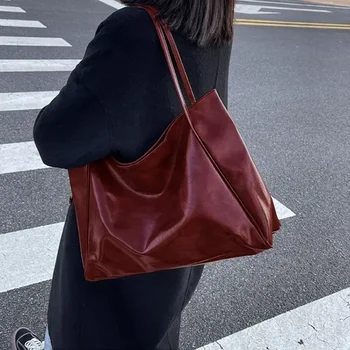 Borsa tote da donna Borsa sotto le ascelle alla moda Borsa a tracolla in morbida pelle PU di grande capacità Borsa a tracolla retrò Borse a secchiello portatili casual