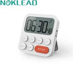 Enhanced Digital LCD Timer with 12/24 - Hour Format and Magnetic Back for Home and Kitchen Use (WHITE)