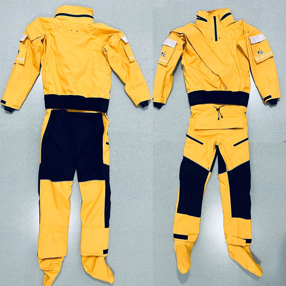 Front Entry Waterproof Full Drysuit Detachable Hooded Dry Suit Clothing for Kayaking Paddling Rafting Canoeing Sailling Kitesurf