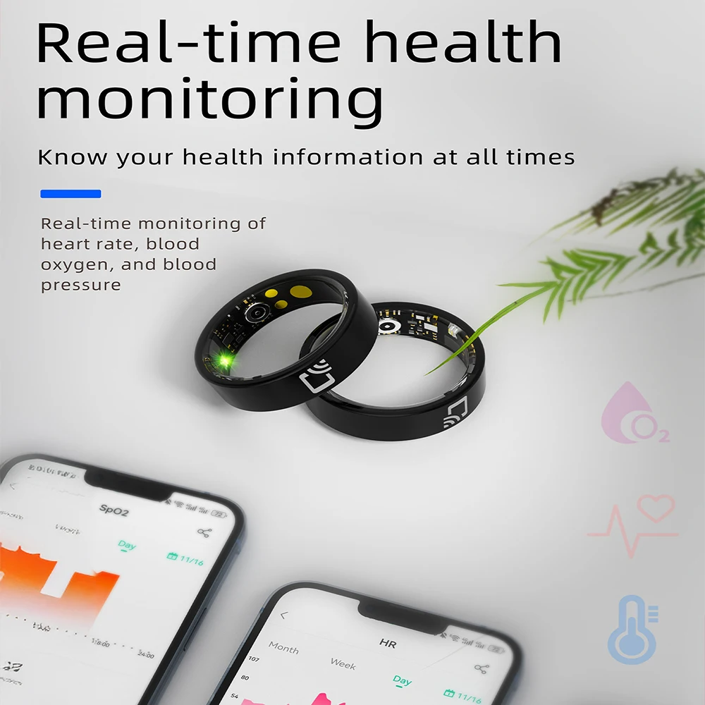 Fitness Tracker Anneau Intelligent R16 - Ultra-mince, Or, Suivi D'activité, Bluetooth, Pour Android