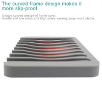 Bathroom Silicone Soap Dish Drain Bath Drain Soap Rack Kitchen Countertop Sponge Rack Drying Tray 4