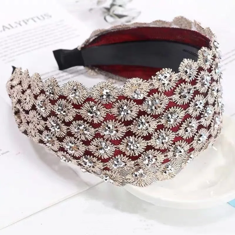 4 Colors Non-slip Winding Rhinestone Headband Wide Hairbands For Women Crystal Hairband Hair Band Hair Accessories For Girl