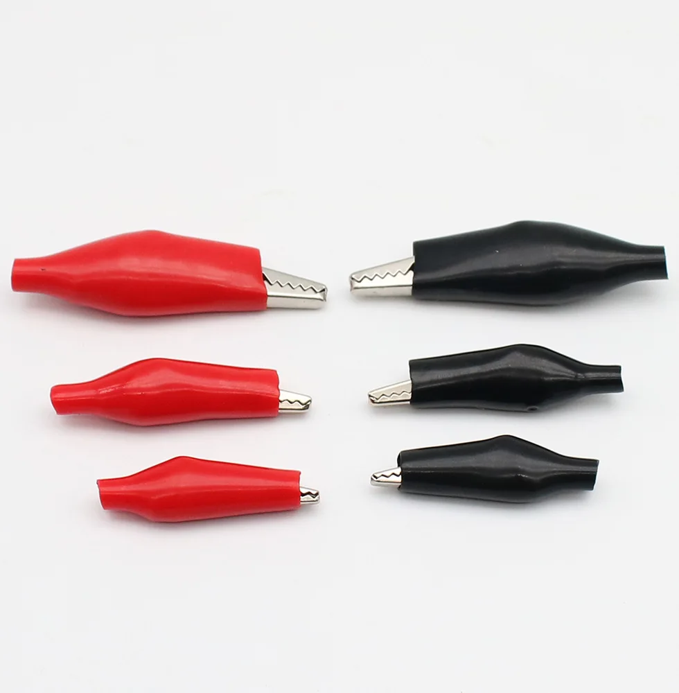 Alligator Clips Electrical Clamp Test Clip 10pcs/lot 28mm/35mm/45mm Metal Alligator Clip G98 Crocodile Electrical Clamp for Testing Probe Meter Black/Red with Plastic Boot
