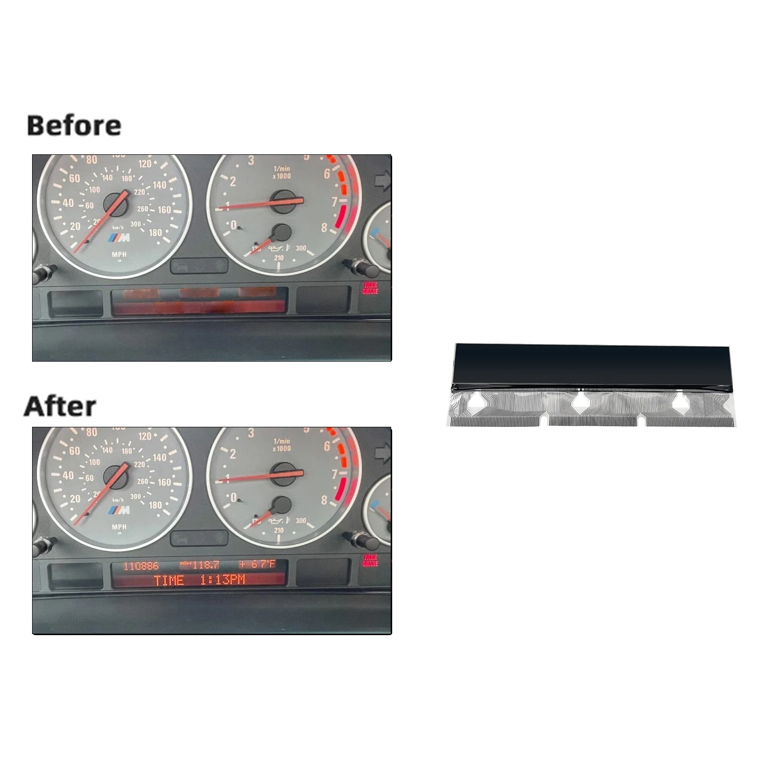 LCD Display for BMW E38 E39 E53 X5 Dashboard Instrument Cluster Pixel Missing Repairing