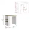 Portree Kitchen Island with 3-Side Shelves White / Macadamia 2