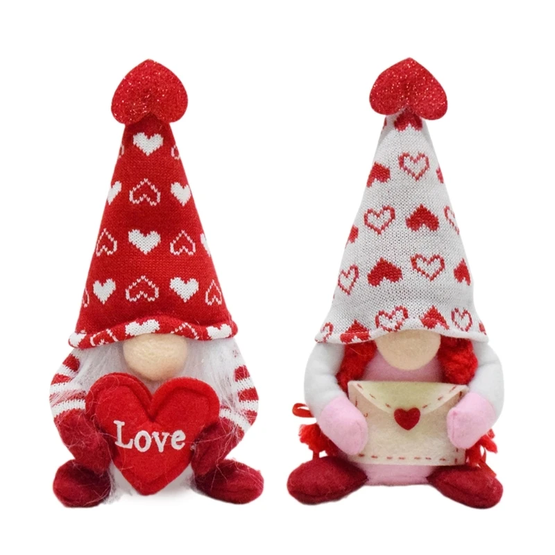 

Valentine's Day Decorative Gnomes, Handmade Valentines Gnomes Plush Decorations, Mini Valentine's Day Faceless