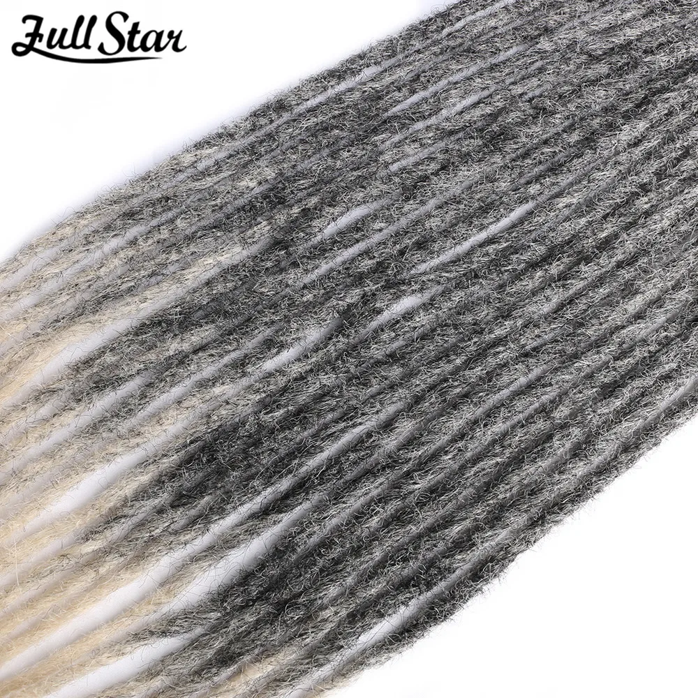 Full Star 24 Inch Handmade Ombre Black Breads Natural Look Fake Dreadlocks Synthetic Crochet Double Ended Faux Locs Extensions 3