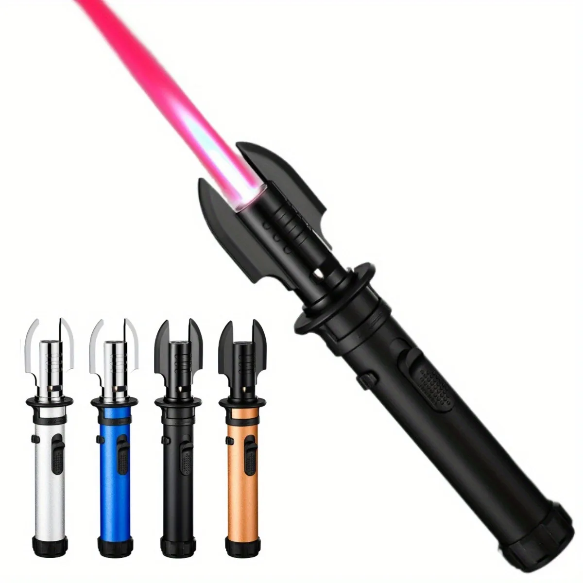 BBQ Lighter Butane Gas Lighter Cigarette Lighter Windproof Kitchen Lighter Metal Torch with Safety Lock Adjustable Flame Refillable Butane Gas Windproof Jet