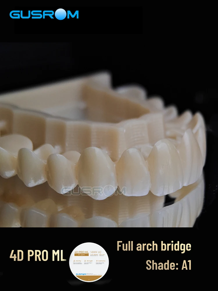 95mm Dental-Zirkonoxidblock GUSROM 4D Mehrschichtige Zirkonoxidscheibe 8-Schicht Hochtransluzent CAD CAM M5 für A2 A3 Kronen Brücken Veneers – Detail 3