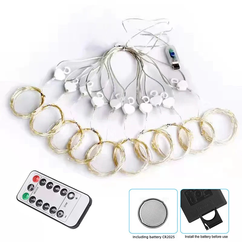3/6M Window USB 8 Modes Curtain Lights Fairy Garland Light String Christmas Wedding Party Festoon Home Decoration