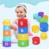 Kids Bathroom Stacked Cups Set Toys Water/Beach Games Tool Cup Stacking Educational Toys for Baby Bathtub Toddlers Birthday Gift 1