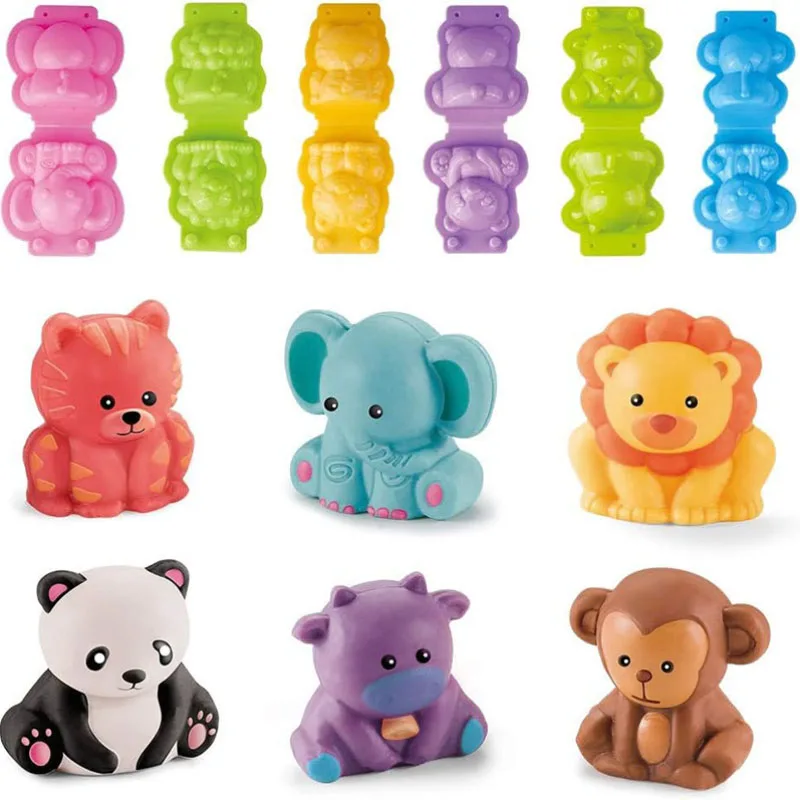 3D Animal Play Dough Tools Kids Toddler DIY Art Craft Toys Cartoon Lion Monkey Bear Plasticine Molds Clay Playdough Accessories 2