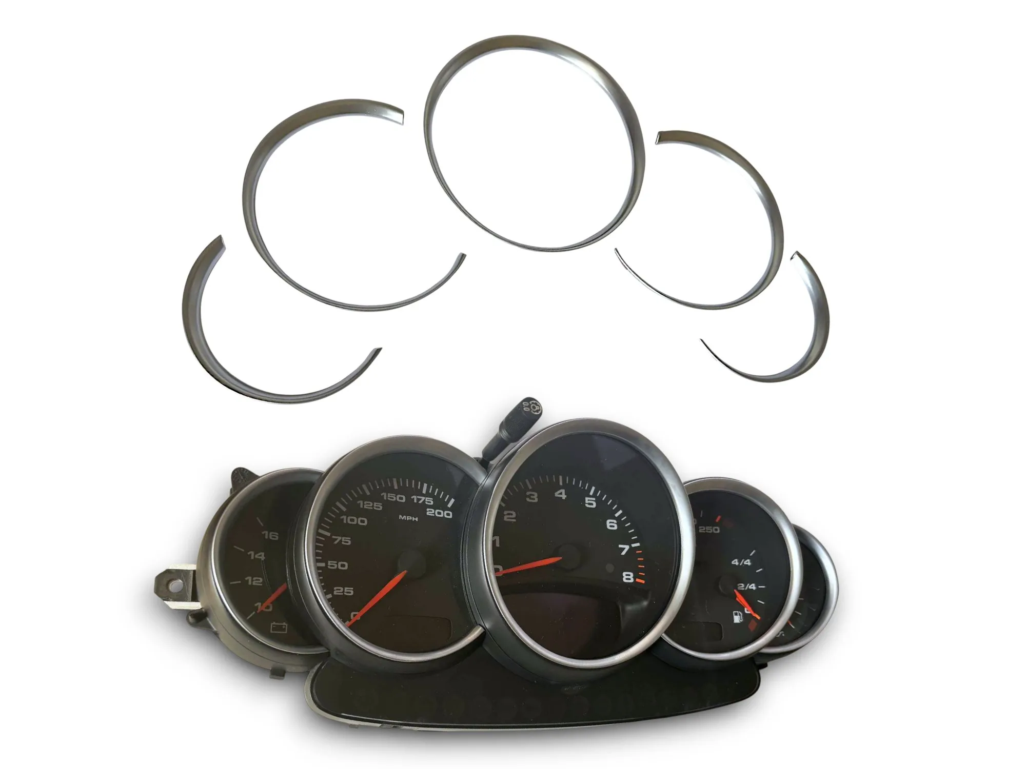 1 Juego de Anillos Decorativos para el Tablero de Instrumentos, Cromados Mate, para Porsche 911 996 S Turbo Targa