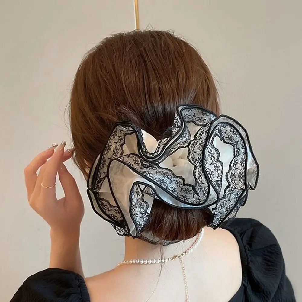 

Printing Lace Scrunchies Simple Hair Tie Chiffon Hair Rope Korean Style Headwear Elastic Hair Band Ponytail Holder
