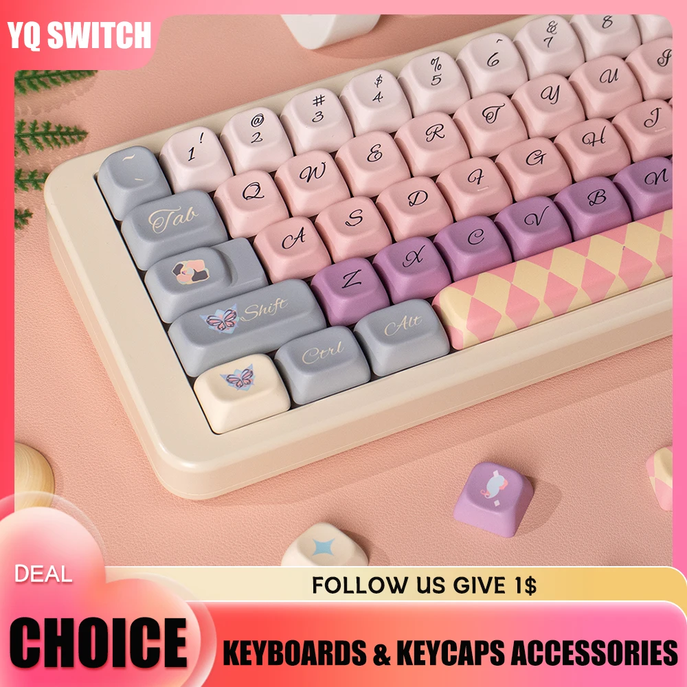 Teclas Moa Perfil Borboleta Keycaps Bonitos Keycaps Personalizados Pbt Dye-sub Keycaps para Teclado Mecânico Conjunto de Teclas com Aparência Mais Redonda do Que as Teclas de Tema Xda Compatíveis Cherry Gateron 152