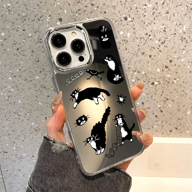 Floral Design Shockproof Makeup Mirror Phone Case - Soft TPU Silicone Cover