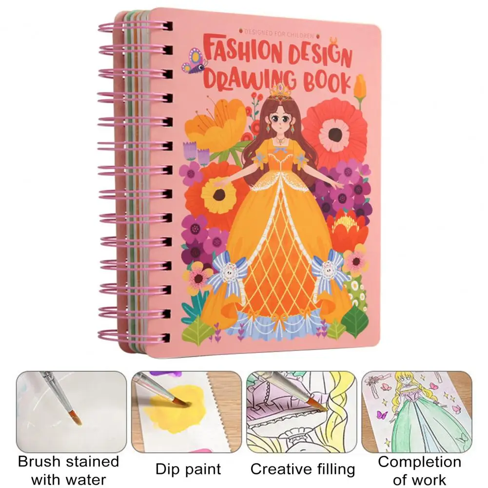 

Drawing Paper Stickers Book Princess Dress-up Sticker Book Watercolor Painting Puzzle Activity Early Education for Kids