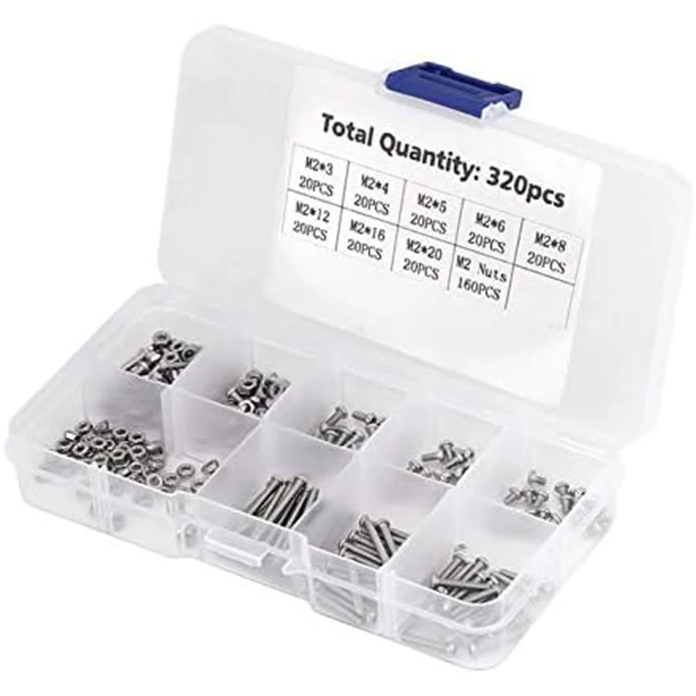 320pcs/Lot M2 Machine Screws Set Fasteners for LaptopHard DiskKey/Board/Phone/PC
