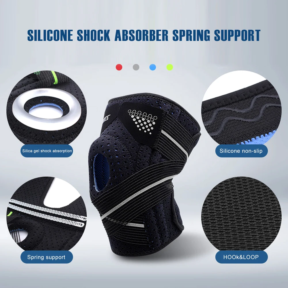 Sport Knee Pads Cycling Knee Brace Compression Orthosis Springs Support Knee Protector Gym Arthritis Work Knee Guard