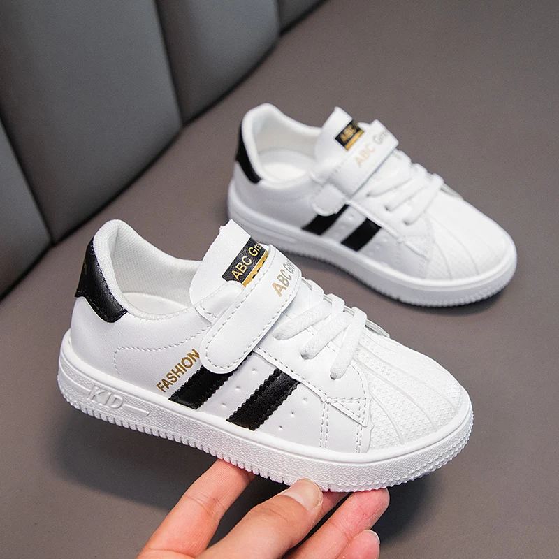 Four Seasons Shell Toe White Designer Sneakers For Baby Boys Girls Casual Tennis Sports Child Toddler Shoes Kids Sports Running