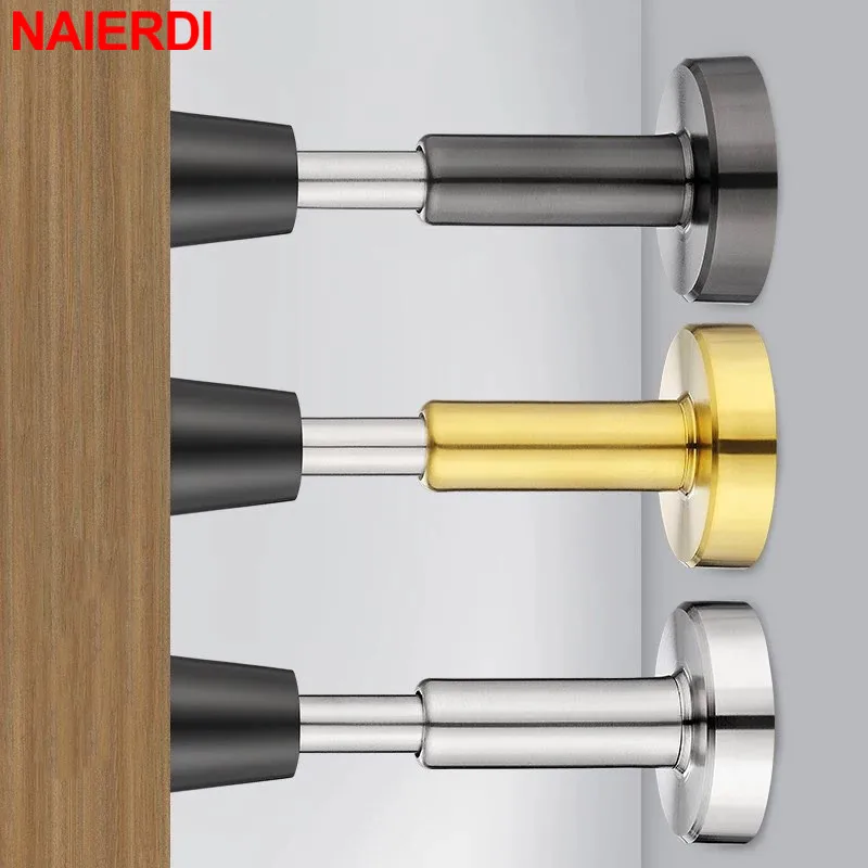 Door Stopper Hydraulic Buffer Stainless Steel Wall Mount Mute Nail-free Holder Touch Hardware