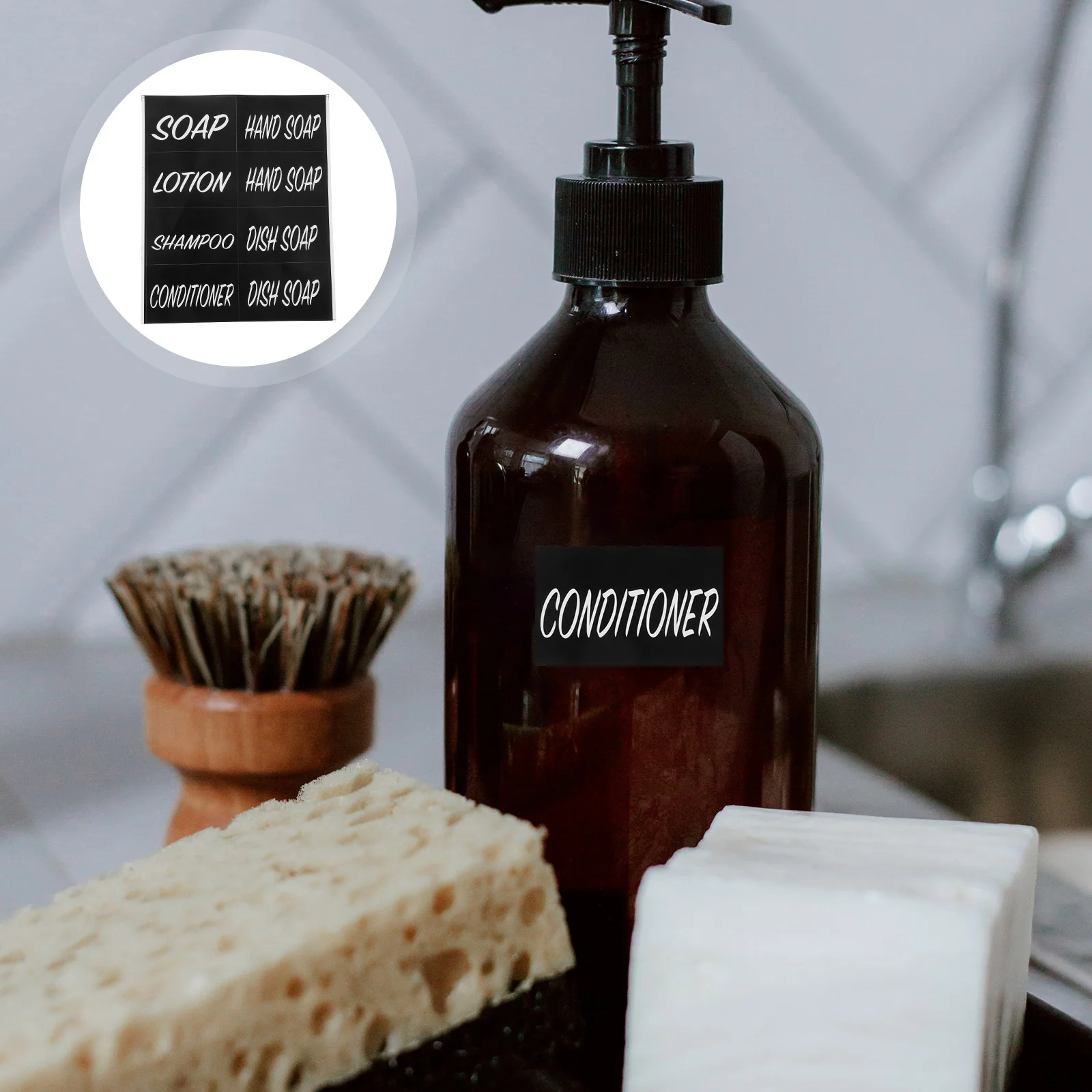 

3 Sheets Waterproof and Oil-proof Bath Label Dishsoap Toiletries (black) Stickers Labels Bottle