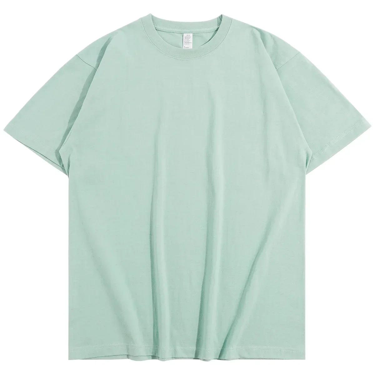 Summer Light Green Heavyweight Cotton Short Sleeve Loose Casual Tee