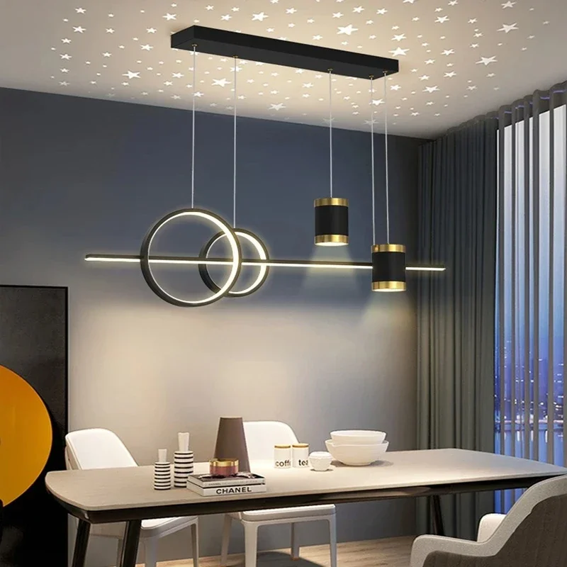 

Modern New LED Pendant Lights Luxury Dining Room Lamp Gold Black Creative Starry Decoracion Kitchen Dining Table Bar Chandeliers