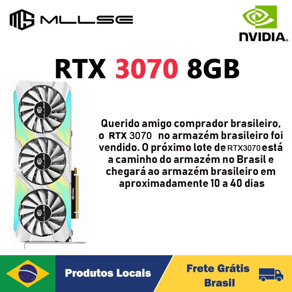 Scheda Grafica Mllse Rtx 3070 8Gb Placa De Video Nvidia Gpu 12Pin Gddr6 256Bit Hdmi * 1 Dp * 3 Pci Express 4.0X16 Rtx 3070 8Gb