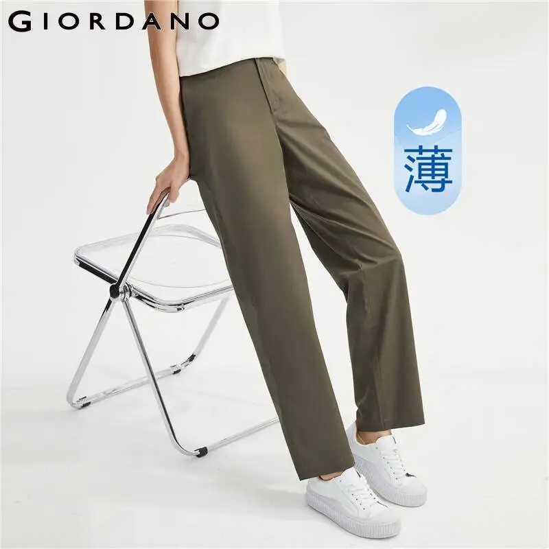 

GIORDANO Women Pants Half Elastic Waist Comfort Lightweight Pants Solid Color Stretch Simple Fashion Casual Pants 05413067
