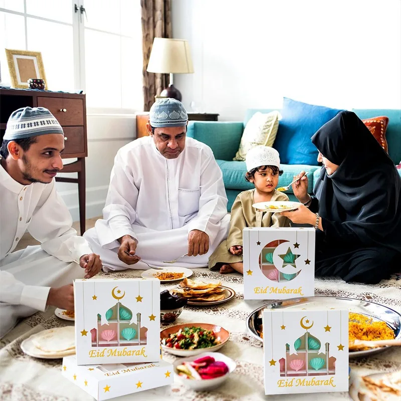 2Pcs Eid Mubarak Cake Boxes with Clear Window, Ramadan Kareem Transparent Candy and Cho... - SKU EMCB1551 - UGI Packaging