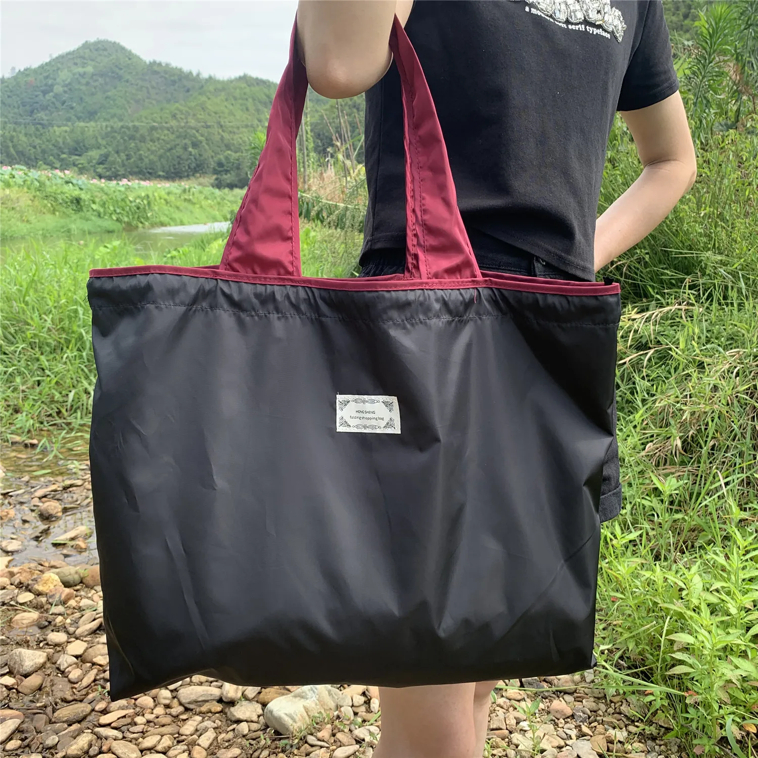 Borsa per la spesa pieghevole grande da donna Borsa per la spesa riutilizzabile alla moda Borsa a tracolla portatile per borse da tasca da viaggio  1524