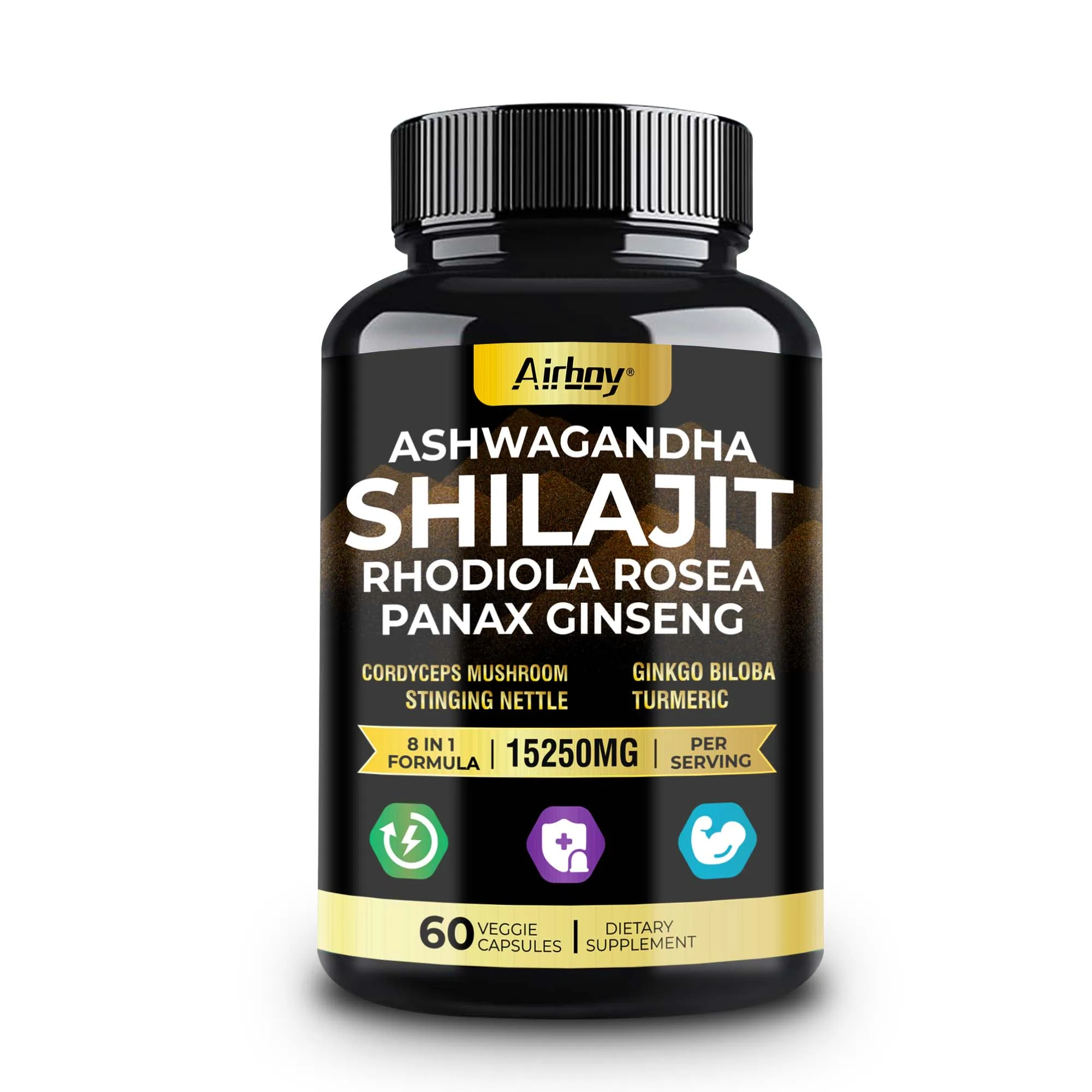 Ashwagandha, Shilajit, Rhodiola, Ginseng Capsules - Increase Muscle Mass, Improve Endurance, Energy Supplement 6
