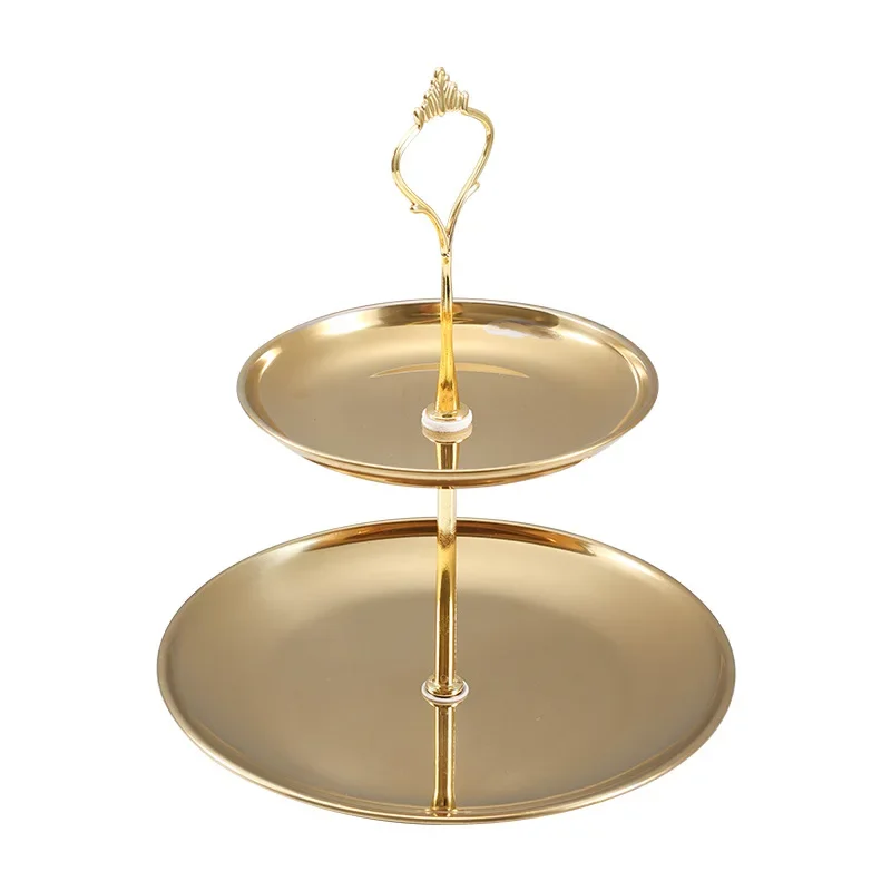 2/3 Layer Stainless Steel Cake Stand Fruit Tray Restaurant Detachable Dessert Rack