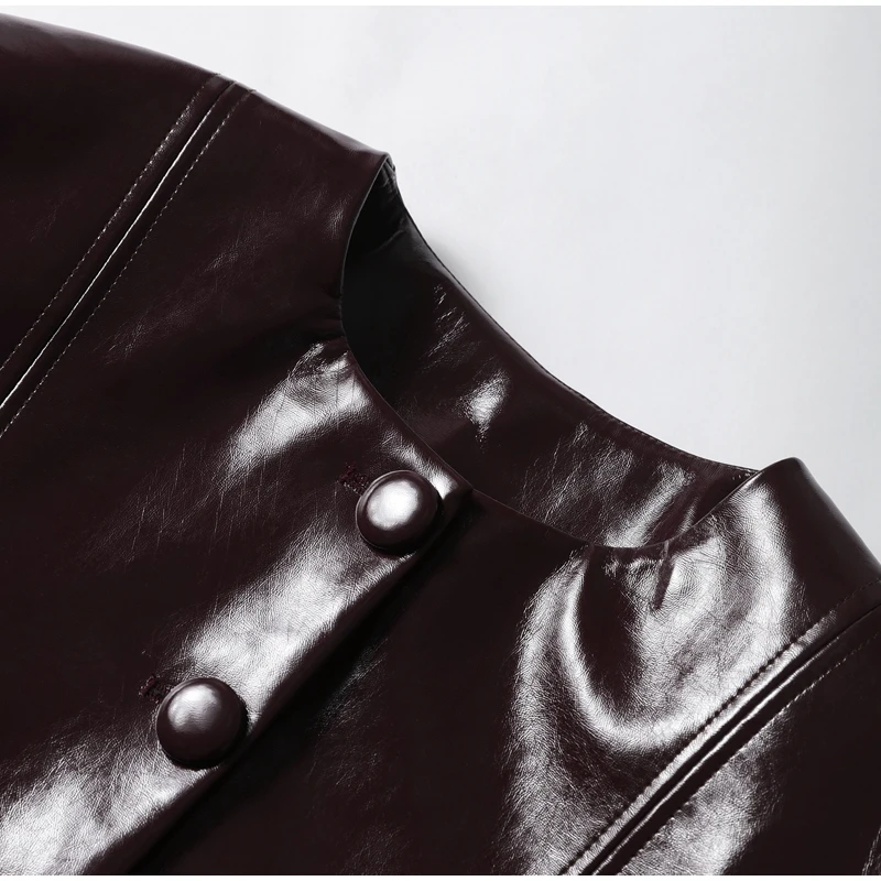 Sexy PU Leather Jacket Mini Skirts Set