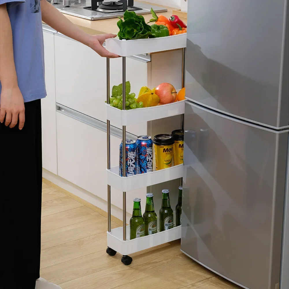 Toilet, bathroom, crevice storage rack, kitchen, narrow cabinet, living room, floor standing crevice rack，1pc 2