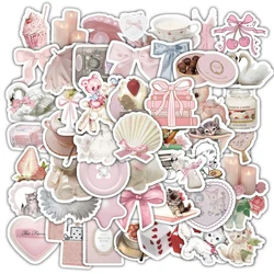 Cute Pink Coquette Girl Aesthetic Sticker Set - Decorative Stationery and Accessories (Cute 60PCS)