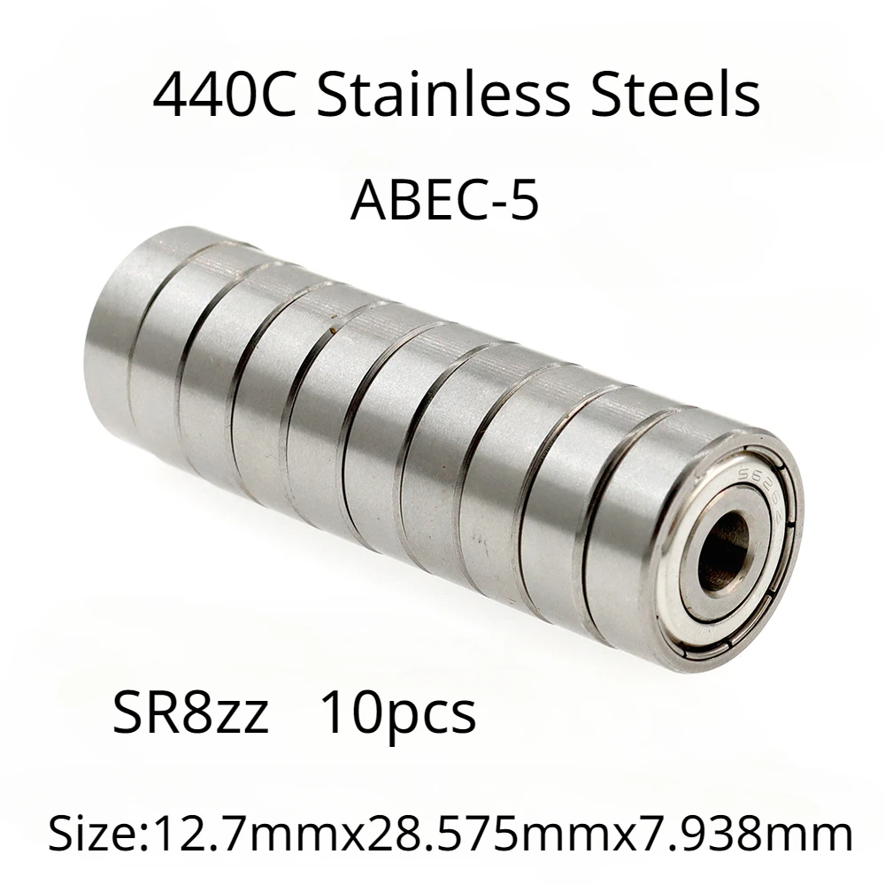 

Veekaft High Performance 440C Stainless Steel ABEC-5 Deep Groove Ball Bearings - SR8zz 12.7mmx28.575mmx7.938mm of 10pcs