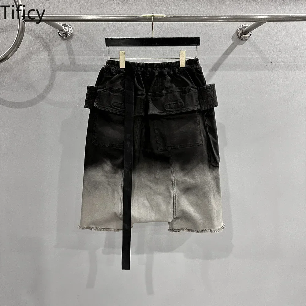 High street Wash Men's Dark Owens Style Workwear with Dual Ring Wash and Gradient Drop Off Haren Five Point Casual Shorts 2