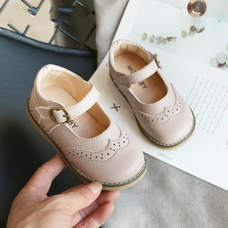 New Grils Leather Shoes Casual Girls Autumn Winter Kids Pu Show White Shoes Children's  Black Pink size 21-30 Flats 5