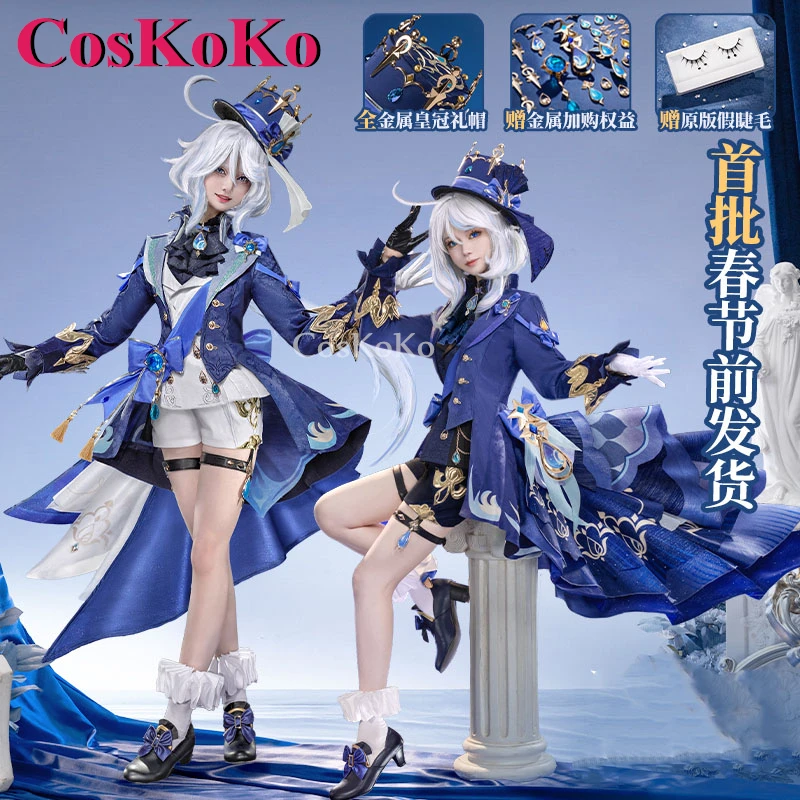 

CosKoKo Furina Cosplay Anime Game Genshin Impact Costume Gorgeous Elegant Combat Uniforms Halloween Party Role Play Clothing