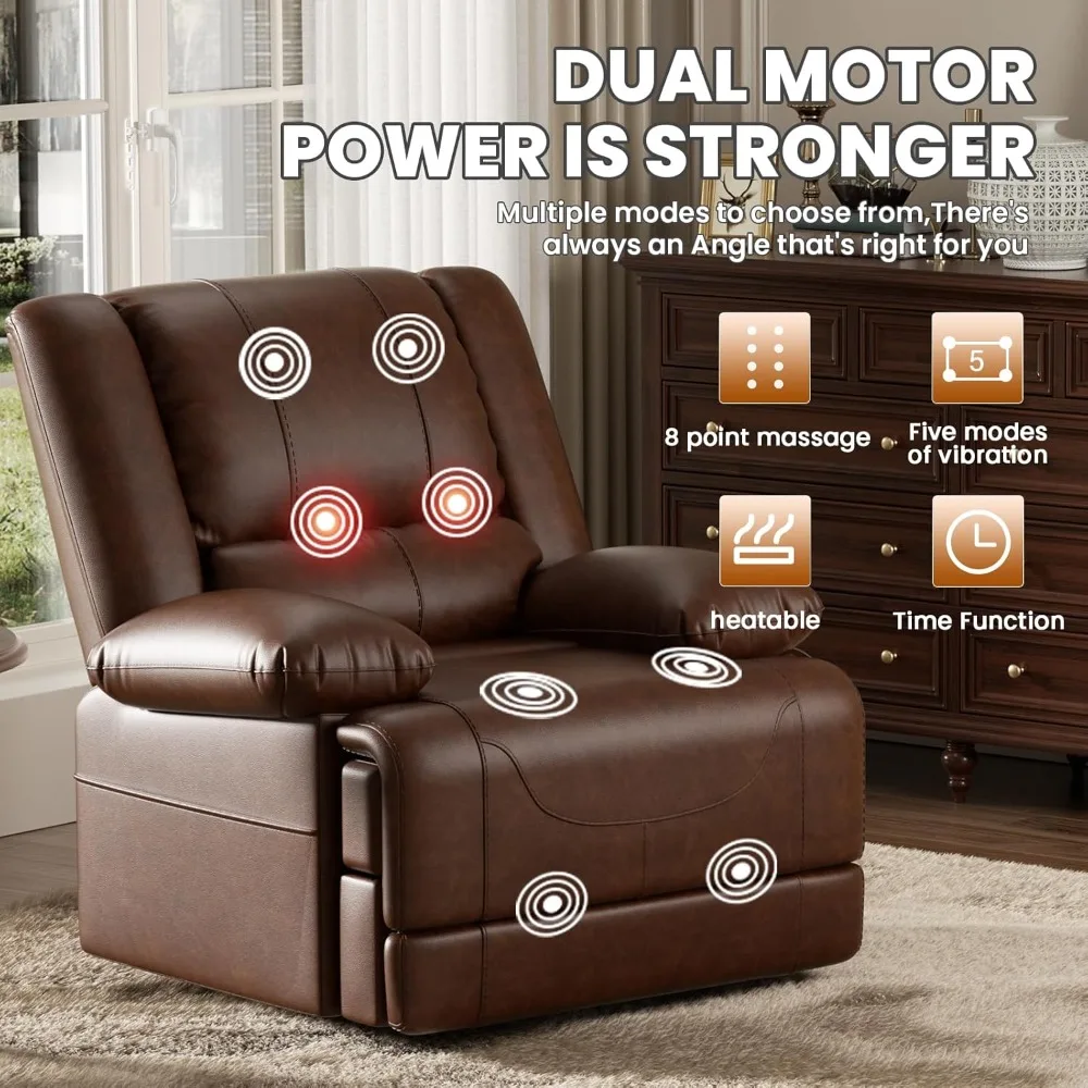large dual motor power lift recliner chair with massage and heat for elderly people, infinite position,usb ports and remote cont