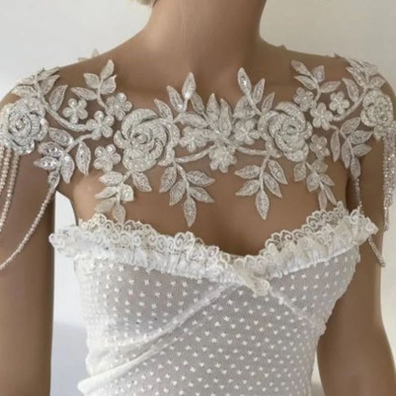 

Bridal Shawl Handmade Dense Beads Wedding Accessories Wedding Shoulder Chain
