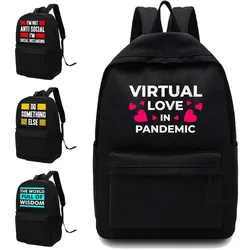 Women Backpack Shoulders School Bag Canvas Laptop Backpack Unisex Backpacks Designers Phrase Pattern Printed Sport Bags of Girls