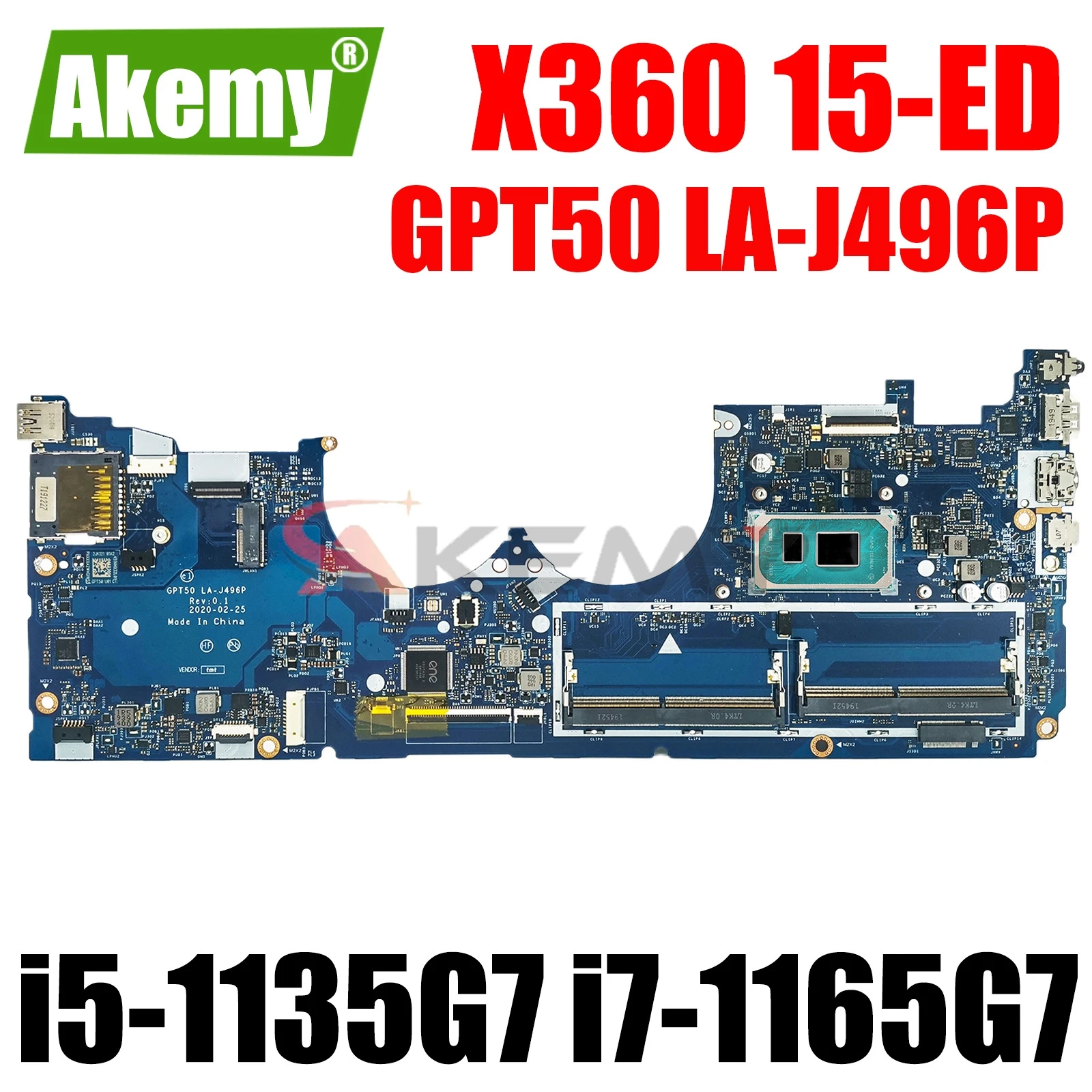 Для HP ENVY X360 15-ED 15T-ED100 материнская плата для ноутбука GPT50 LA-J496P M20700-601 M20704-601 с M20703-501 i7-1165G 7 CPU