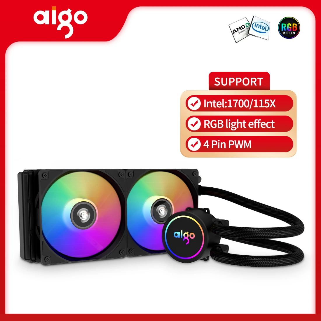 Aigo líquido integrado resfriamento de água cpu cooler pc computador