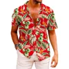 Hawaiian Fashionable Lapel Shirts For Men Summer Tropical Plant Printed Loose Short Sleeve Button-Down Beach Holiday Shirts 5XL 5
